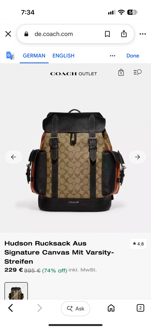 Coach Hudson Rucksack Signature Backpack With DustCover Highend Quality