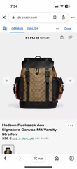 Coach Hudson Rucksack Signature Backpack With DustCover Highend Quality