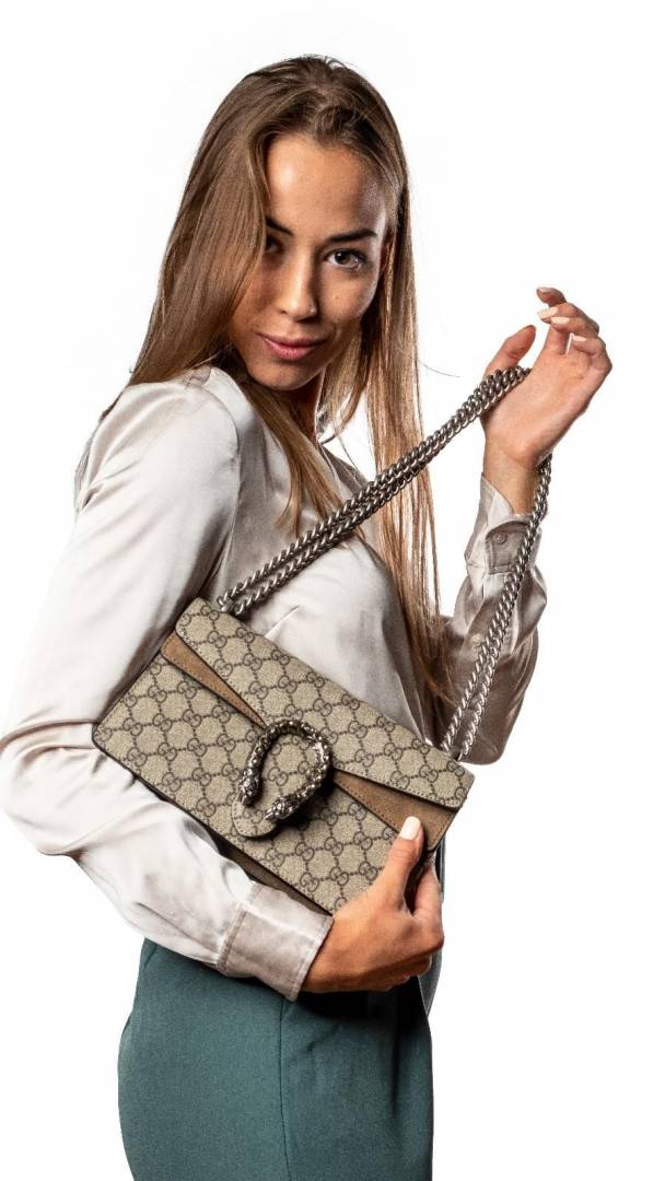 Gucci Dionysus GG Supreme Coated Shoulder Bag With OG Box Dust Cover & Carry Bag 50247 Apricot Khakhi