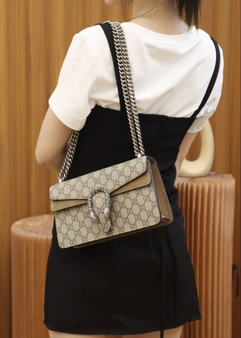 Gucci Dionysus GG Supreme Coated Shoulder Bag With OG Box Dust Cover & Carry Bag 50247 Apricot Khakhi