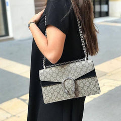 Gucci Dionysus GG Supreme Coated Shoulder Bag With OG Box Dust Cover & Carry Bag 50247 Apricot Black