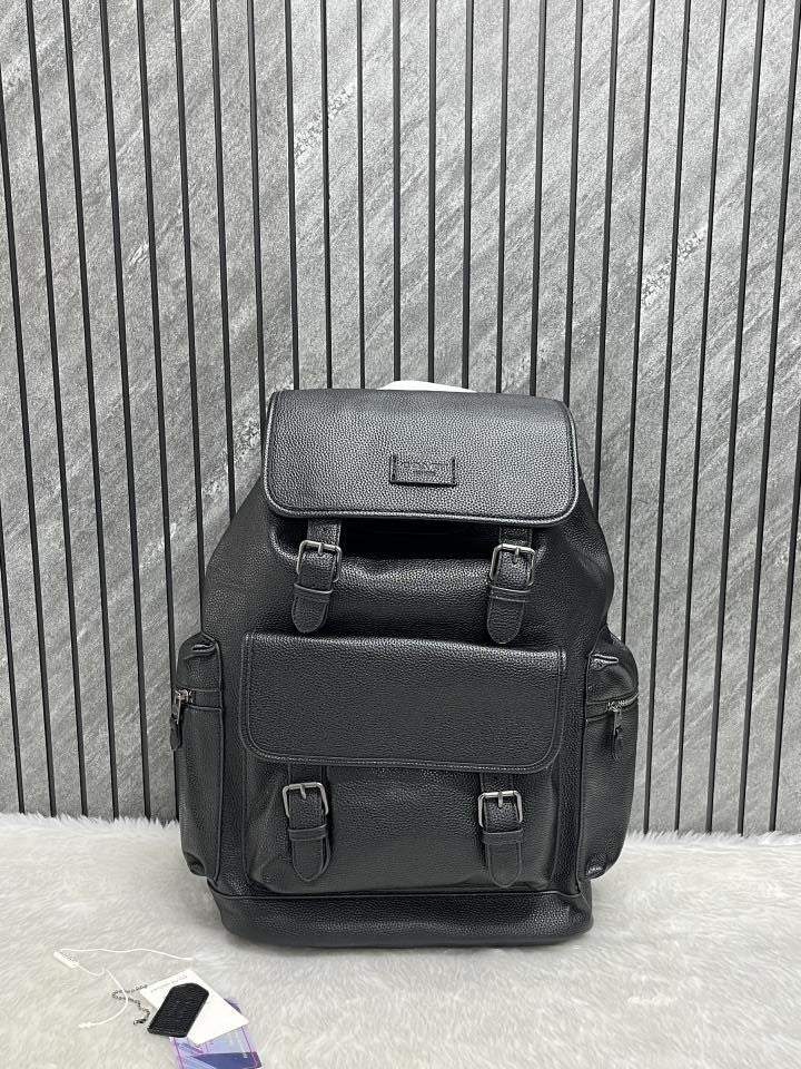 Coach Unisex Rivington Backpack Black Sprint Leather With Dust Bag 059 Black