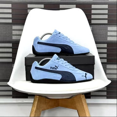 Puma Speedcat Archive shoe in the Team Light Blue Club Navy colorway