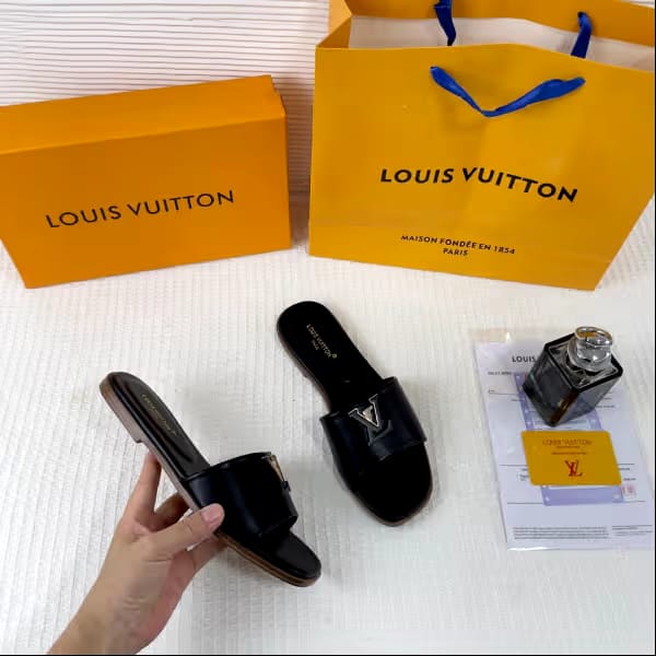 Louis Vuitton LV Mare Flat Mule Black With OG Box & Carry Bag