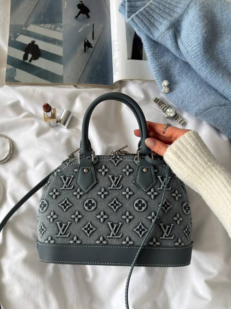 Louis Vuittion Alma Bb Monogram Denim With OG Double Box Dust Cover Carry Bag M46990