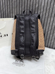 Coach Warner Backpack Signature Canvas Coated Canvas & Leather With Dust Cover Apricot Black 909