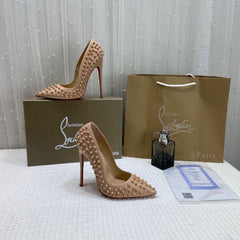 Christian Louboutin Pigalle Spikes Pointed Toe Heels For Women With Original Box Carry Bag And Dustcover