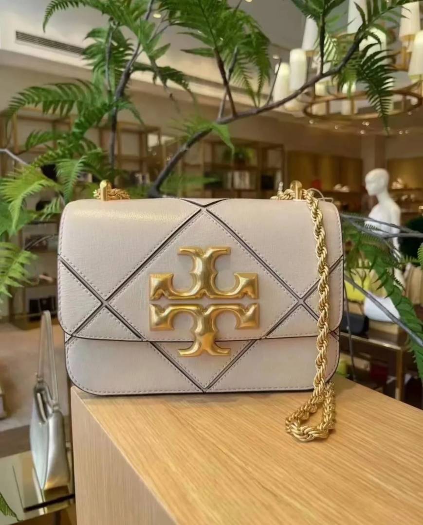 Tory Burch Eleanor Diamond Quilted Leather Shoulder Bag White With OG Box Dust Cover 2123