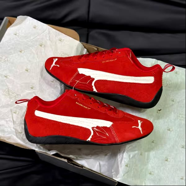 Puma x Balenciaga Speedcat Suede Distressed Red White
