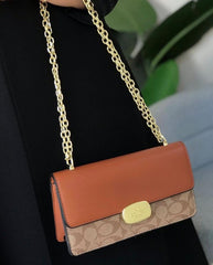 Coach Eliza Premium Crossbody Sling Bag With OG Magnetic Gift Box & Dust Bag (Tan Brown - 916)