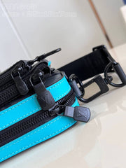 Louis Vuittion LV Virgil Abloh Trio Messenger Multi Crossbody Bag With OG Box Dust Bag (Grey Flower Blue 45320)