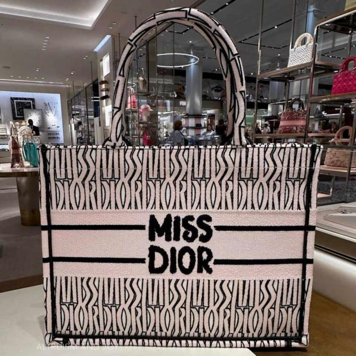 Miss Dior Graffiti Book Large Tote With OG Box & Dust Bag & Scarf (L Pink - 1033)