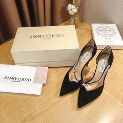Jimmy Choo Stevie Black Suede Leather Heels With Original Box and Carry Bag