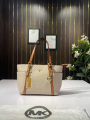 Michael Kors MK Sullivan Zipper Tote Bag Beige Brown With Dustbag 3910 Beige Brown