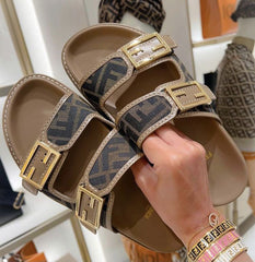 Fendi Feel Good FF Monogram Slides With Original Packaging