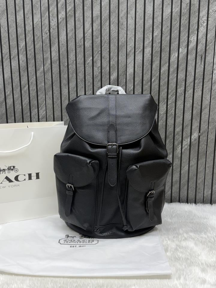 Coach Warner Backpack Signature Canvas Coated Canvas Leather With Dust Cover 909 Black