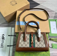 Gucci Jackie 1961 Small Web GG Supreme CanvasTote Bag With OG Box Dust Cover & Carry Bag 649015