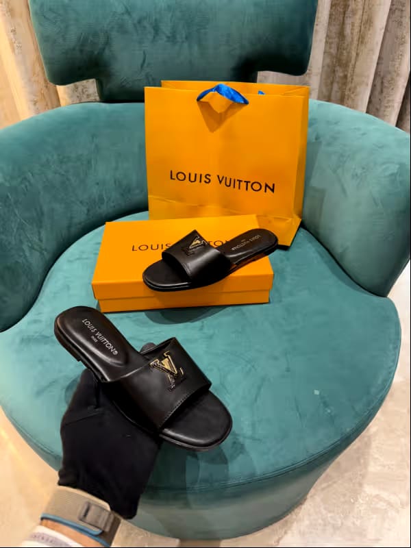 Louis Vuitton LV Mare Flat Mule Black With OG Box & Carry Bag