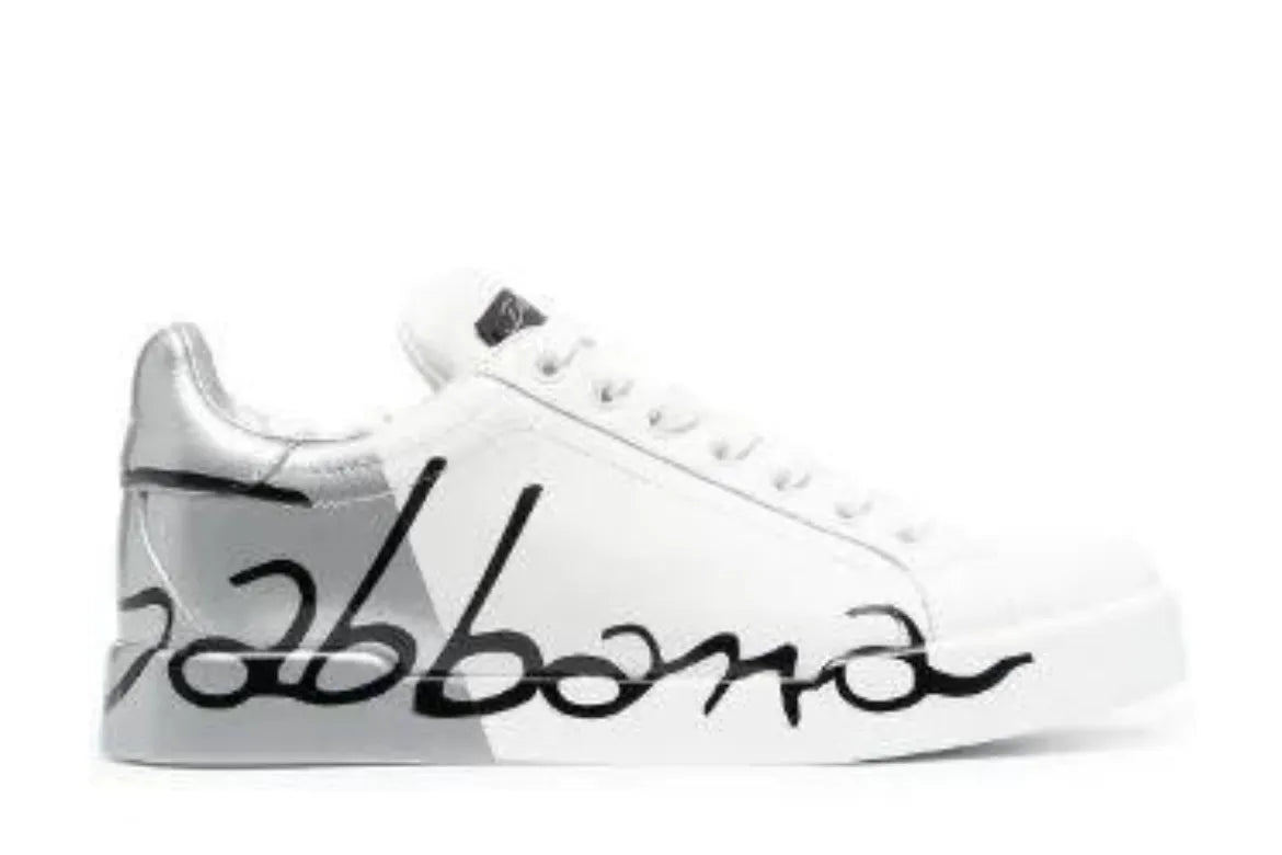 DOLCE & GABBANA LOGO SCRIPT PRINT WHITE SILVER