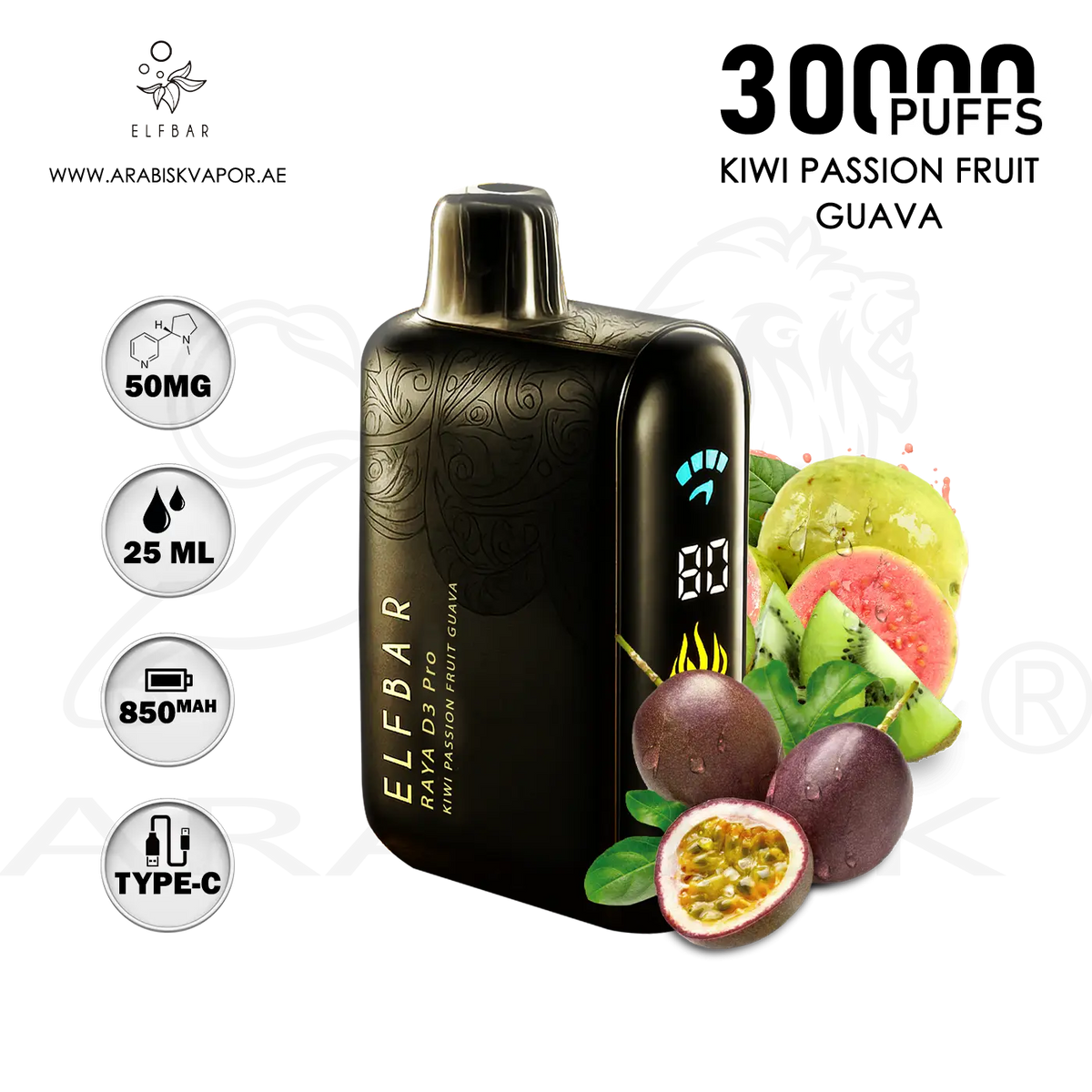 elfbar raya d3 pro 30k Puffs  kiwi Passion Fruit