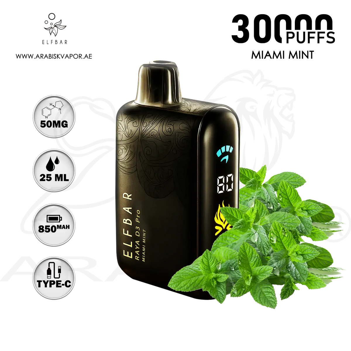 elfbar raya d3 pro 30k Puffs miami mint