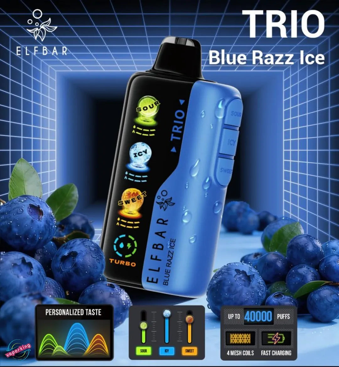 Elfbar trio 40k puffs blue razz ice