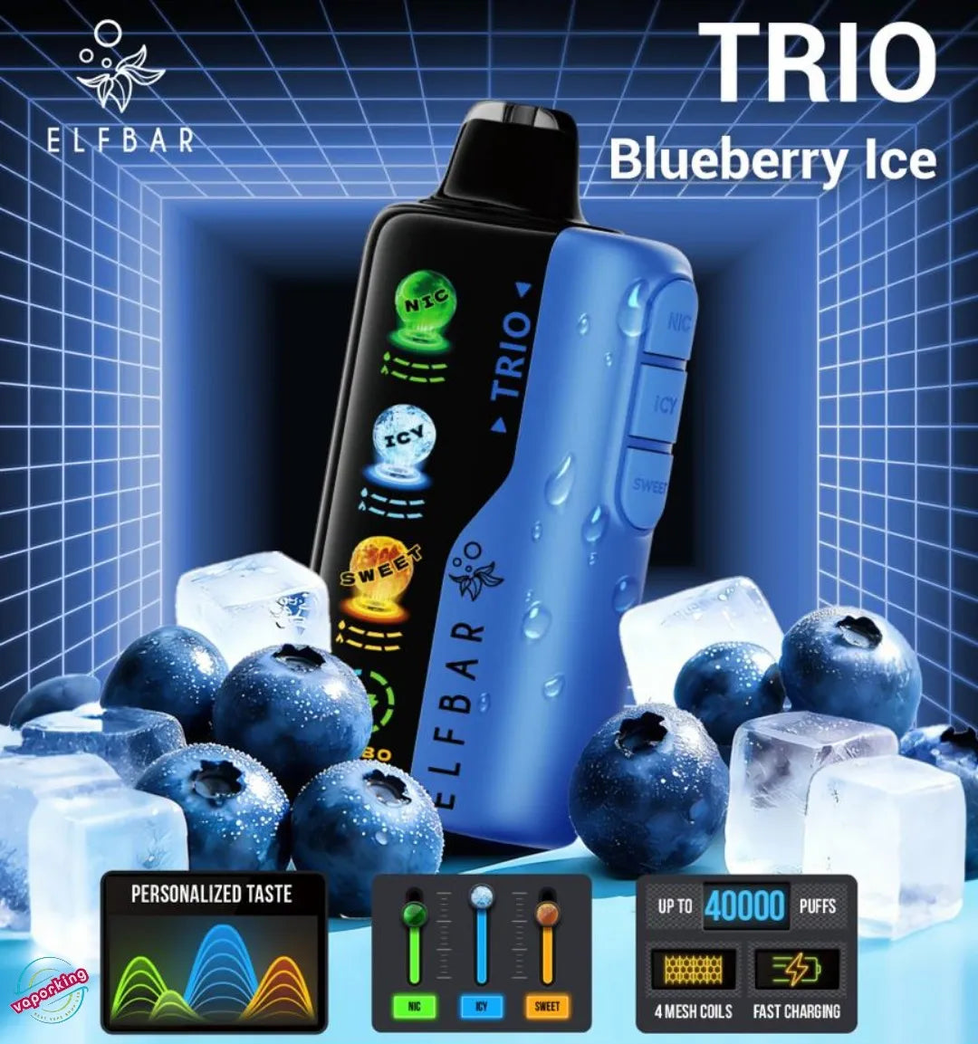 Elfbar trio 40k puffs blueberry ice