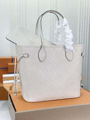 Louis Vuitton Off-White Monogram Giant With Pouch Empreinte Leather Neverfull MM Bag Off-White With Dust Bag M45686