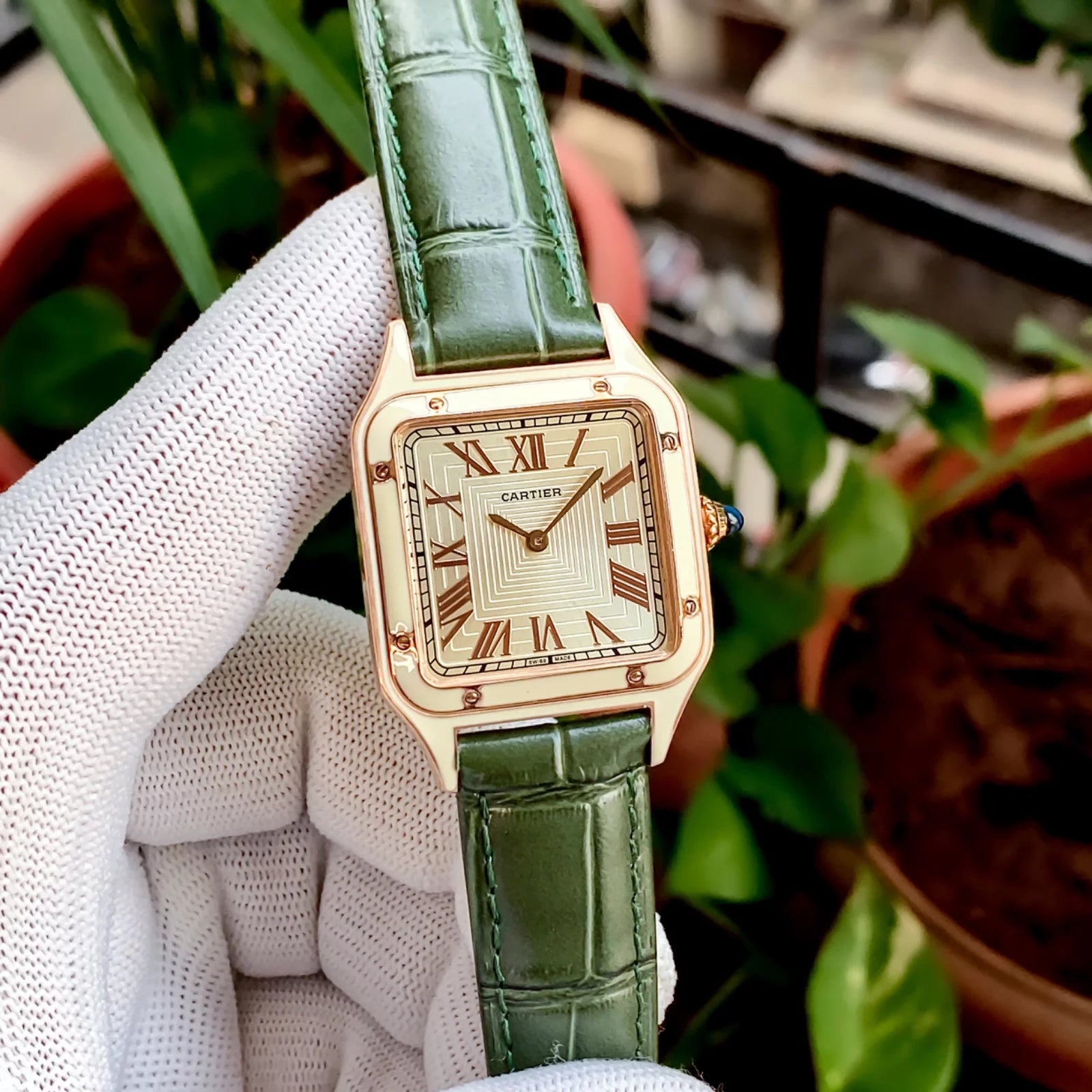 CARTIER SANTOS DUMONT GREEN STRAP