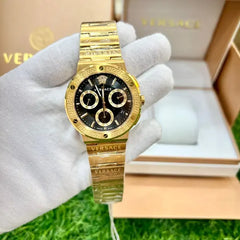 Versace Greca Chronograph Gold Black Authentic Store Quality