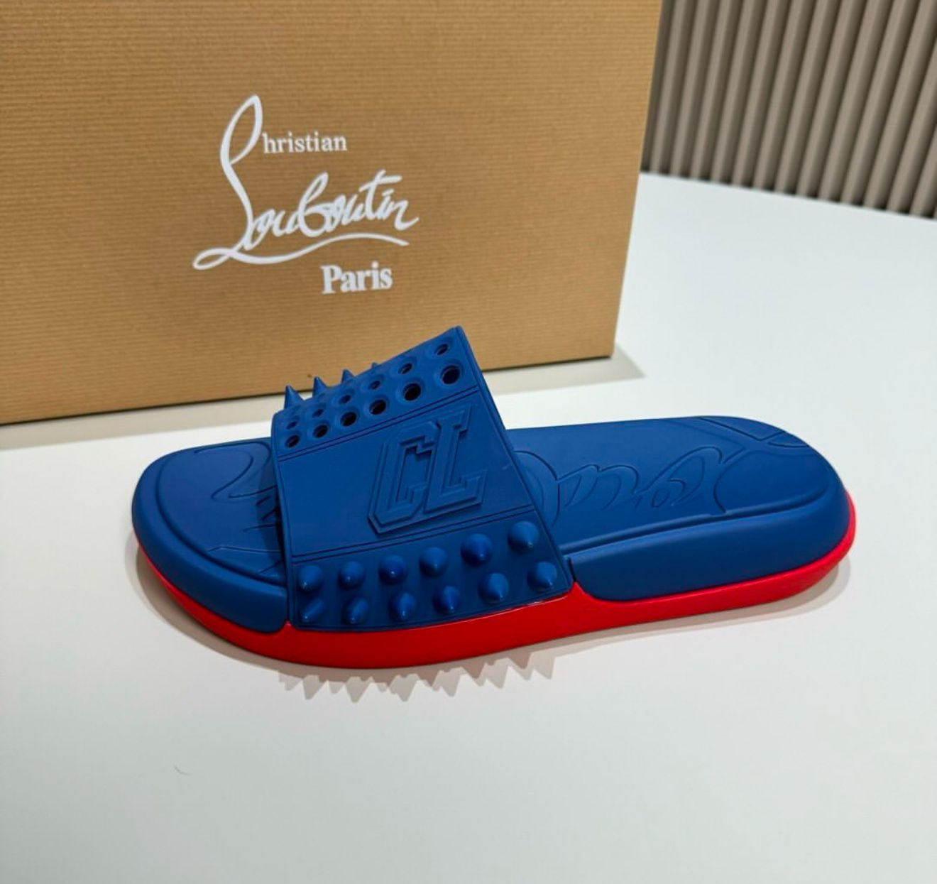 CHRISTIAN LOUBOUTIN TAKE IT EASY MULES NAVY