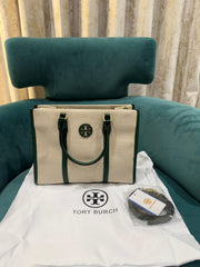 Tory Burch Blake Canvas Tote With Dust Bag TB608 Apricot Green