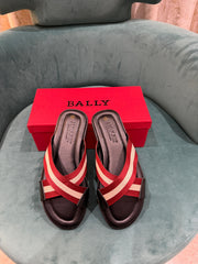 Bally Logo Stripe Slides Premium Black Red