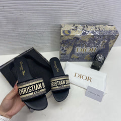 WMN Christian Dior Premium Dway Heeled Slide Sandals whit og box