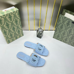 Gucci Premium Jolie Marmont slip on Sandals blue with og box
