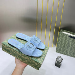 Gucci Premium Jolie Marmont slip on Sandals blue with og box