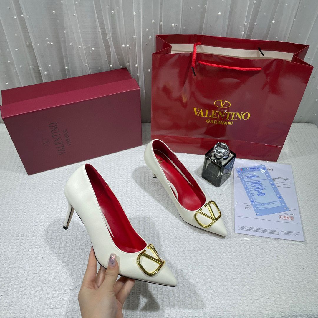 WMN Valentino Premium  Vlogo White Signature poudre