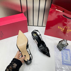 Valentino Premium  heels Vlogo Patent Leather Slingback Black