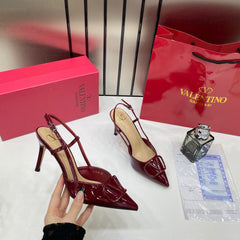 Valentino Premium  heels Vlogo Patent Leather Slingback Red