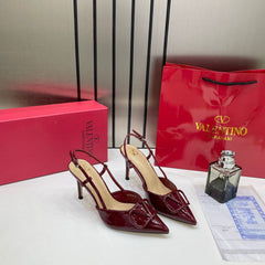 Valentino Premium  heels Vlogo Patent Leather Slingback Red