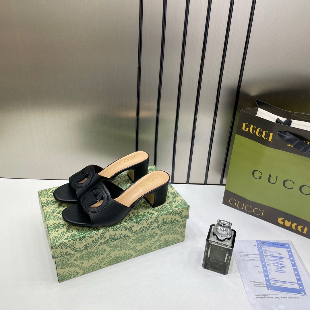 Gucci Premium Interlocking G Espadrille Wedge Sandals Women’s Black