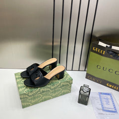 Gucci Premium Interlocking G Espadrille Wedge Sandals Women’s Black