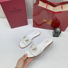 WMN Valentino Premium V-Logo Signature Slides White