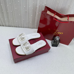 WMN Valentino Premium V-Logo Signature Slides White