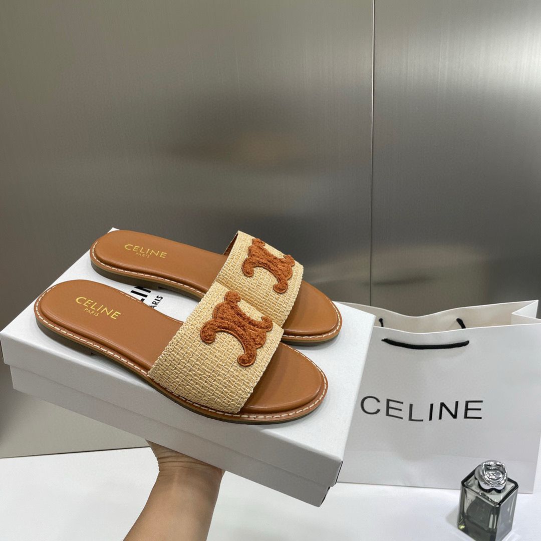 Celine Premium Women's Slides Beige