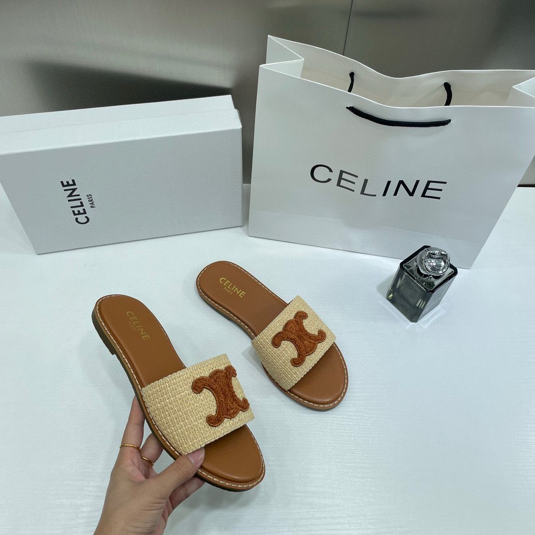 Celine Premium Women's Slides Beige