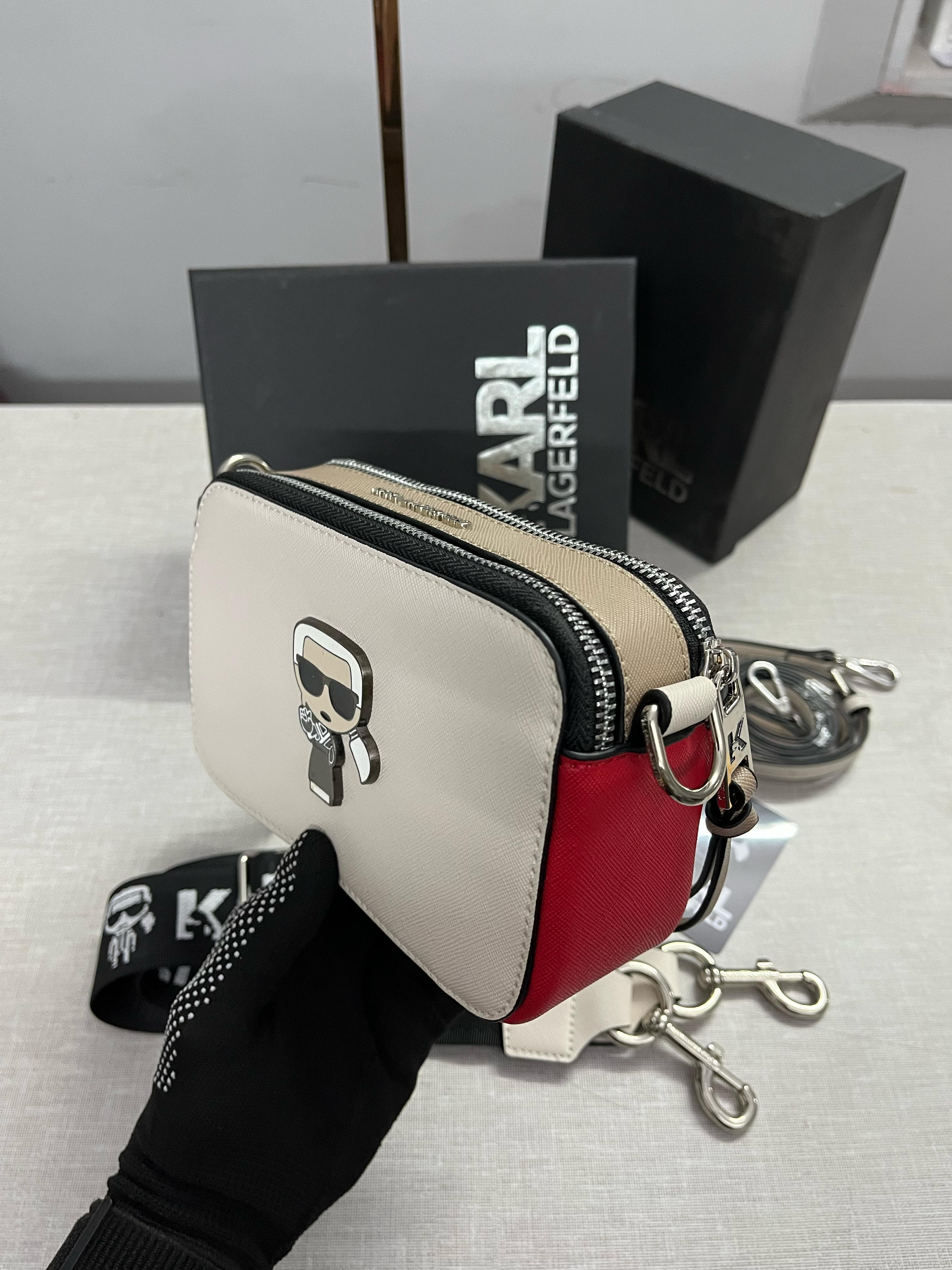 Karl Lagerfeld K-Ikonik Camera Crossbody Bag With OG Box & Dust Bag (Brown) KA319
