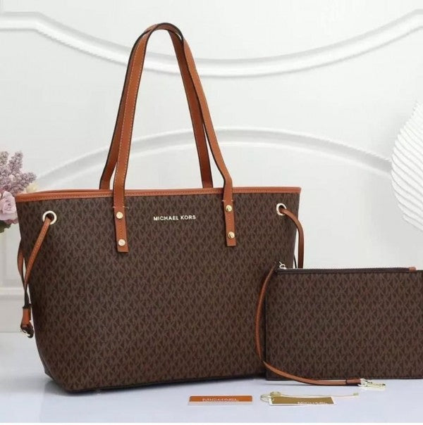 Michael kors tote bag with pouch with dust bag(19016 coffe brown)