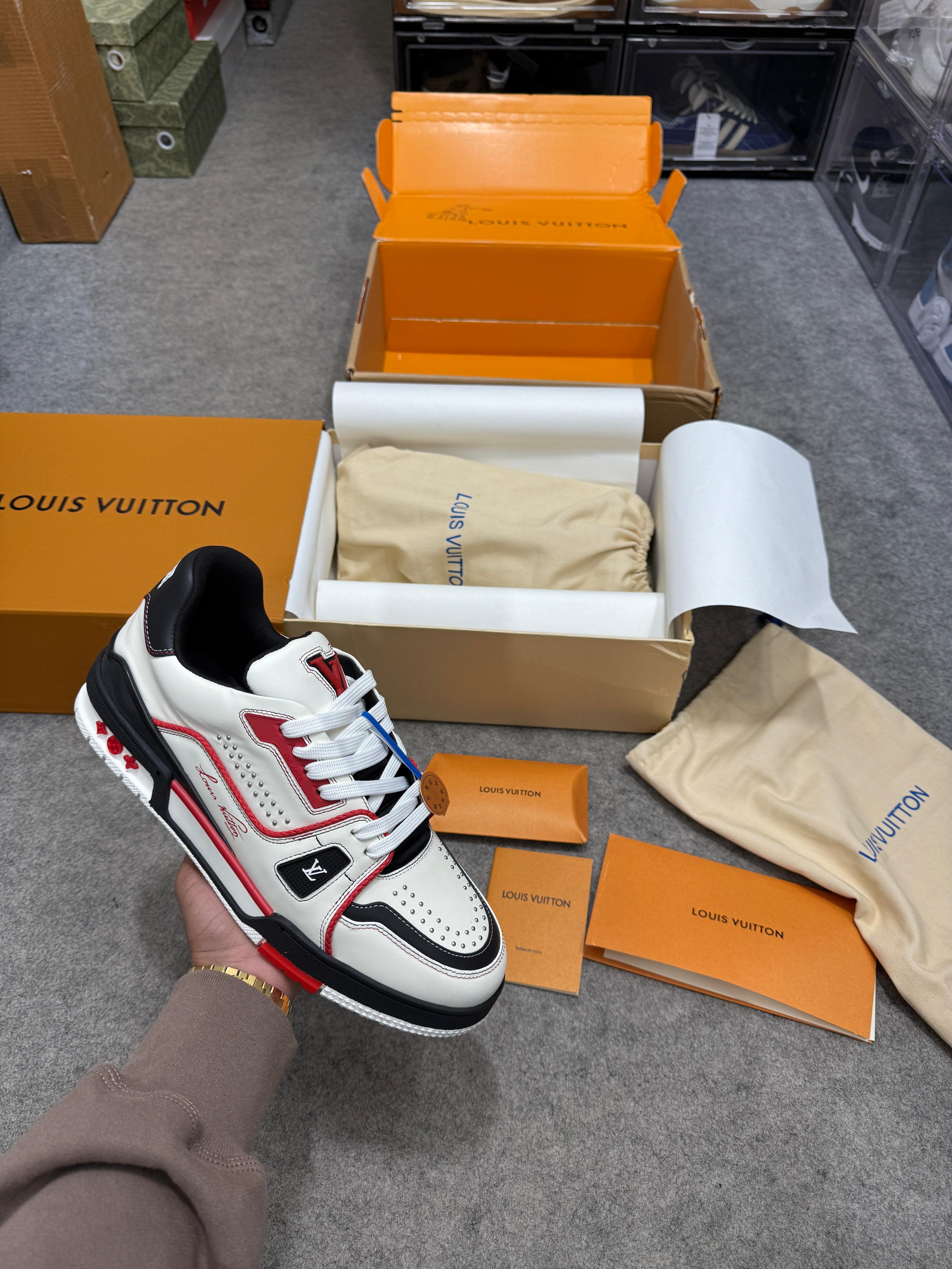 Virgil Abloh Iconic LV Trainer sneaker Red White With Double Box Made in Italy