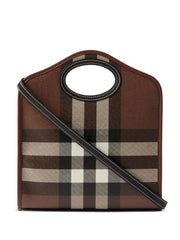Burberry Mini Checkered Leather Tote Bag With OG Box & Dust Bag 2733 Grey Grid